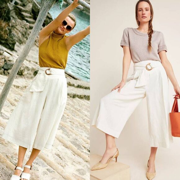 Anthropologie Palm Beach Belted Pants US 0 - Picture 1 of 12